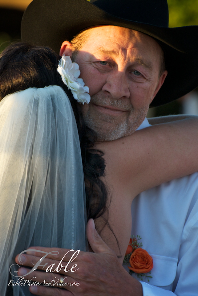 Hug From a Proud Dad Phoenix Wedding Photography Country Backyard Wedding